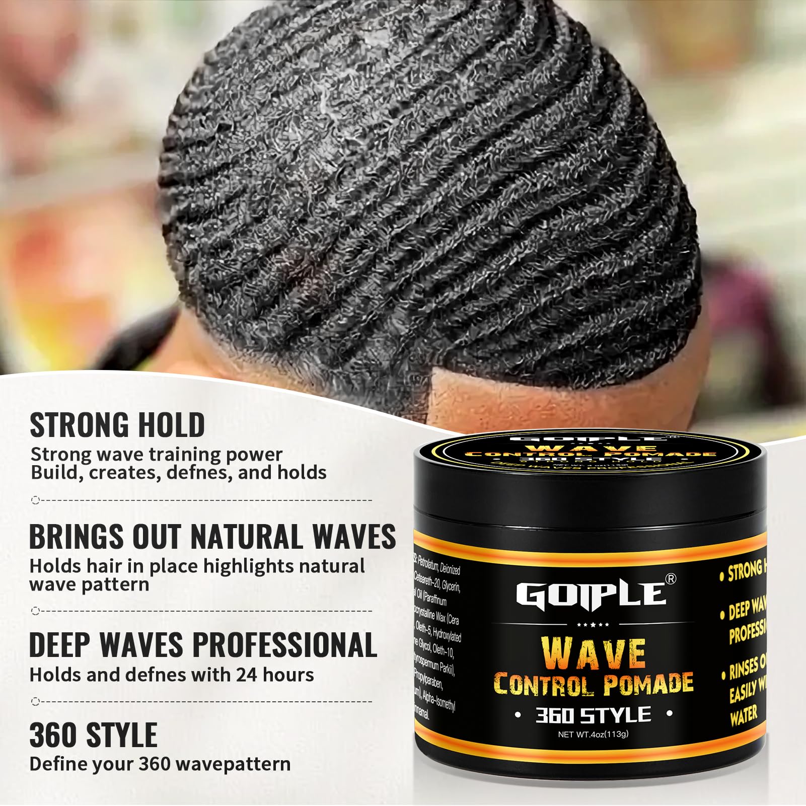 Goiple wave shampoo lather close-up emphasizes thorough cleansing without over-drying.