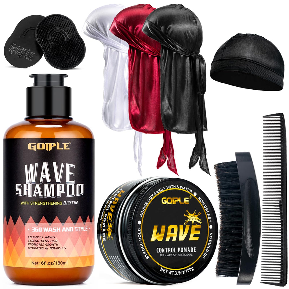 Goiple Waves Pomade jar closeup for defined 360 waves prep and shine