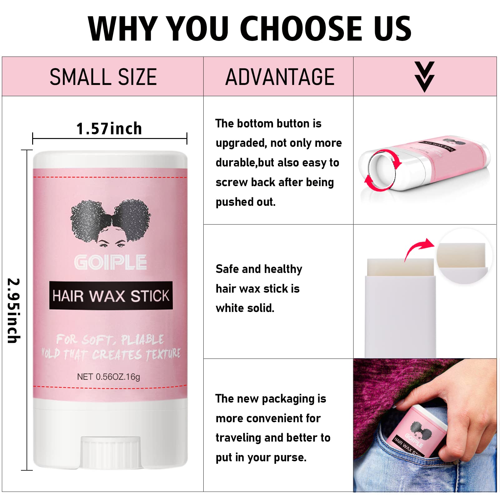 Goiple Wax Stick demonstrates 24-hour hold with flexible feel.