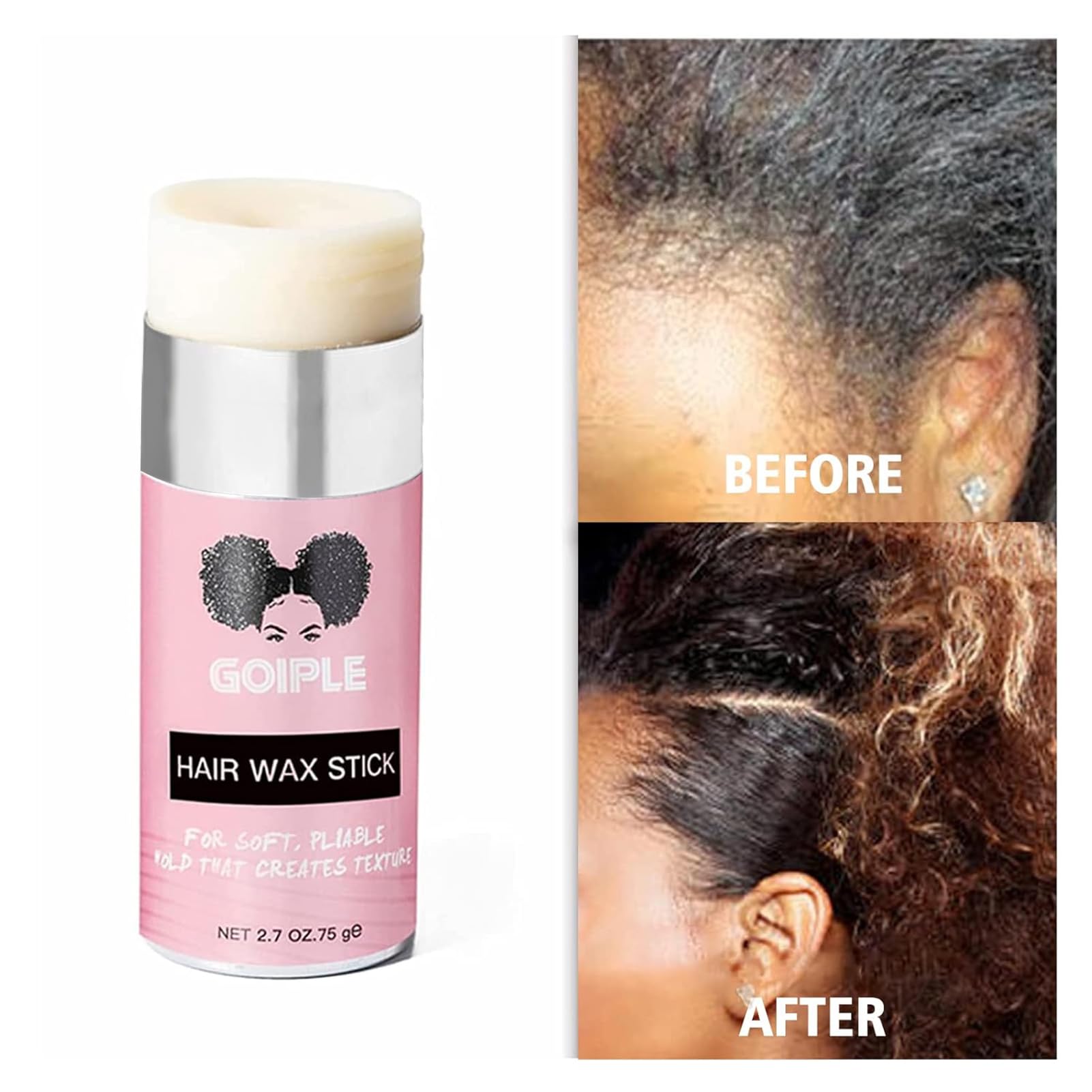 Goiple Wax Stick paired with edge control for a cohesive look.