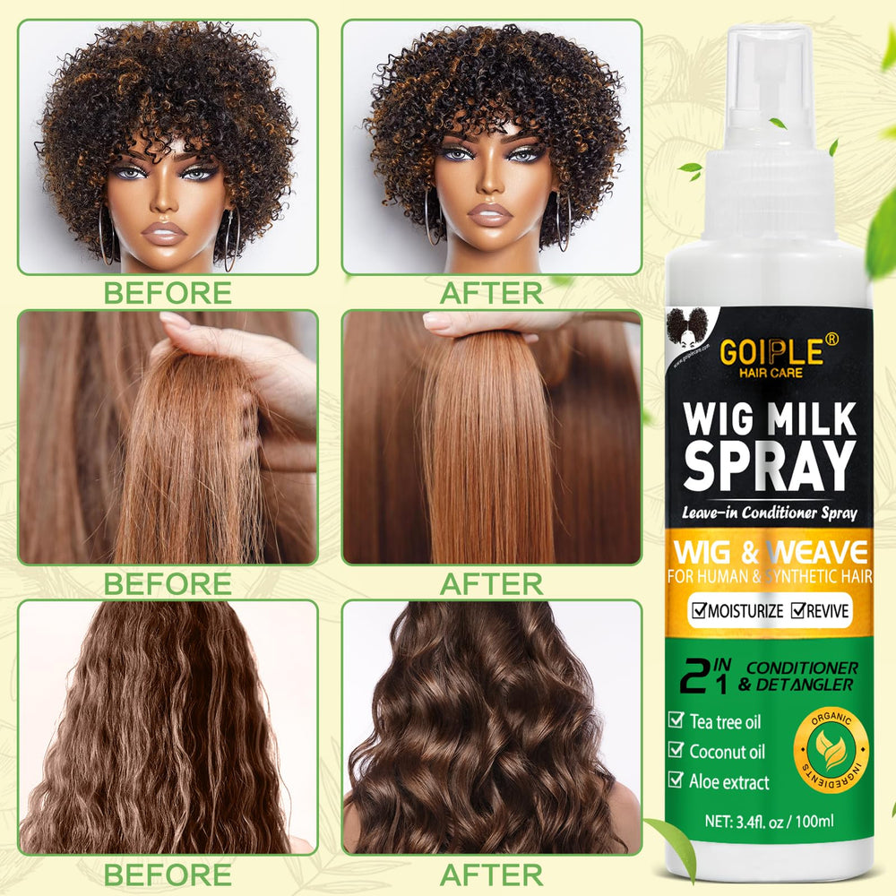 Goiple Wig Milk Spray coconut oil close-up shows nourishing oils
