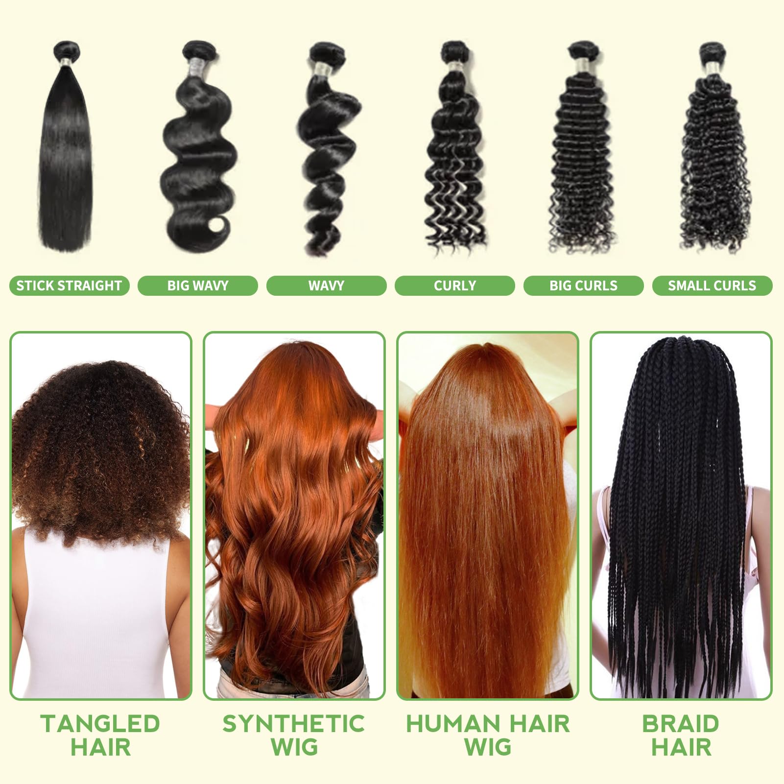 Goiple Wig Milk Spray on human wig shows shine and revitalized look