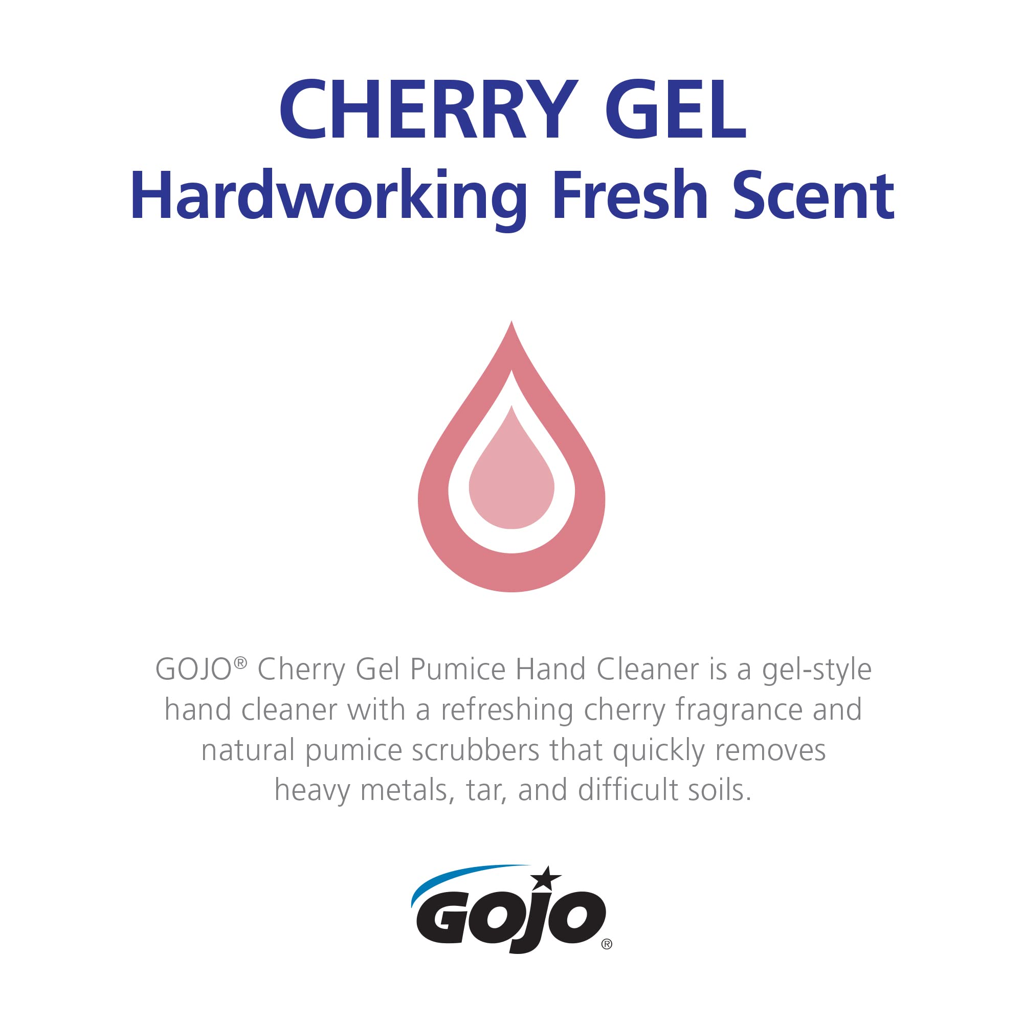 GOJO Cherry Gel Pumice Hand Cleaner gel texture showcases clinging formula for thorough cleaning