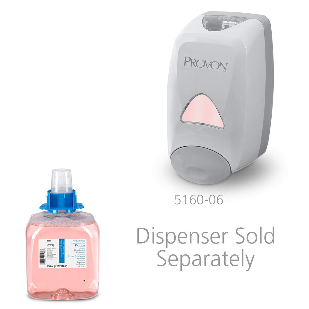 GOJO PROVON cranberry foam dispenser valve close-up showing air-infused foam.
