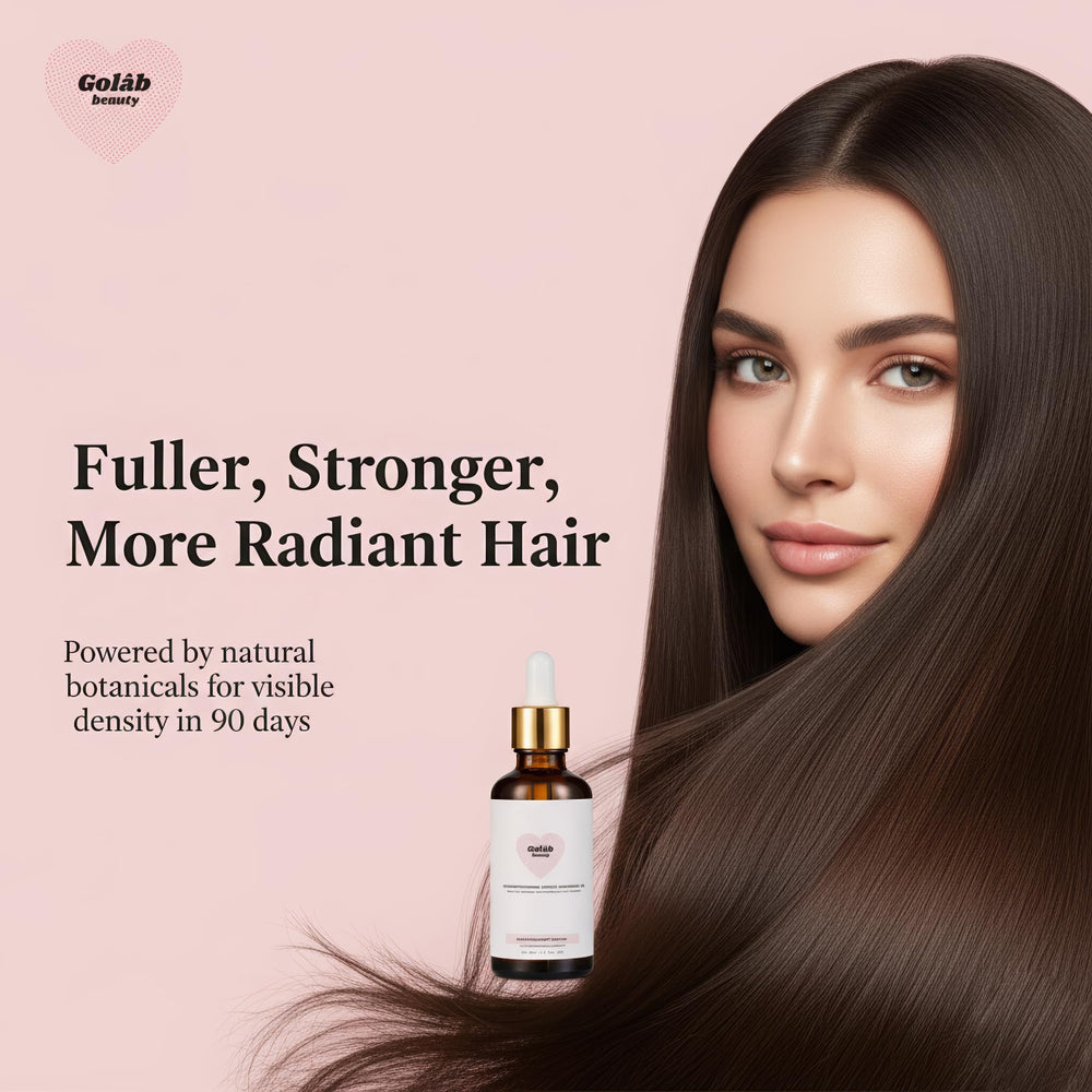 Golab Beauty oil texture close-up highlights lightweight nourishment for hair.