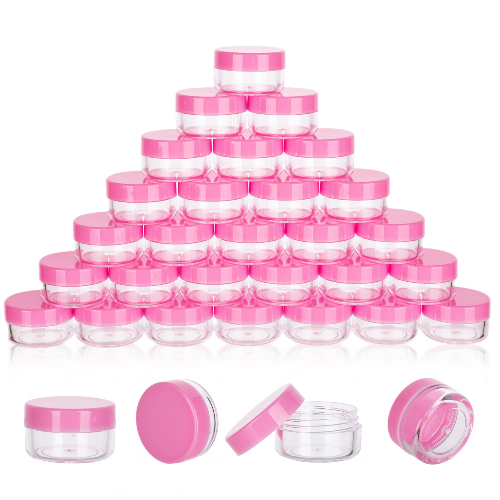 GOLACKY mini sample jars with clear bodies and secure lids for travel storage.