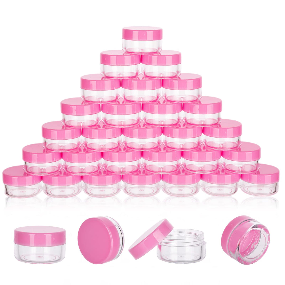 GOLACKY mini sample jars with clear bodies and secure lids for travel storage.