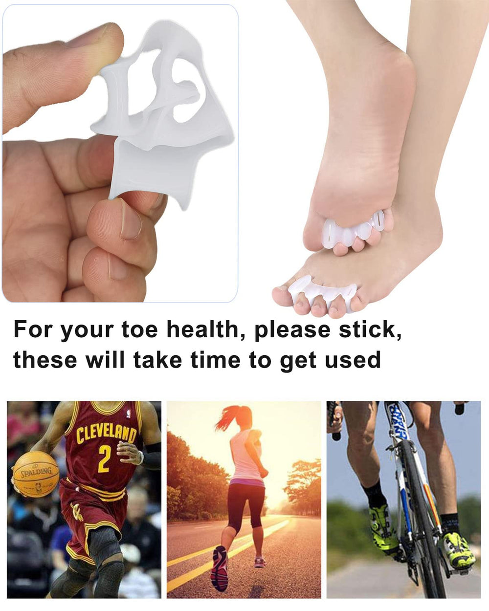 Golbylicc toe spacers detailed-fit demonstrates comfortable toe space.