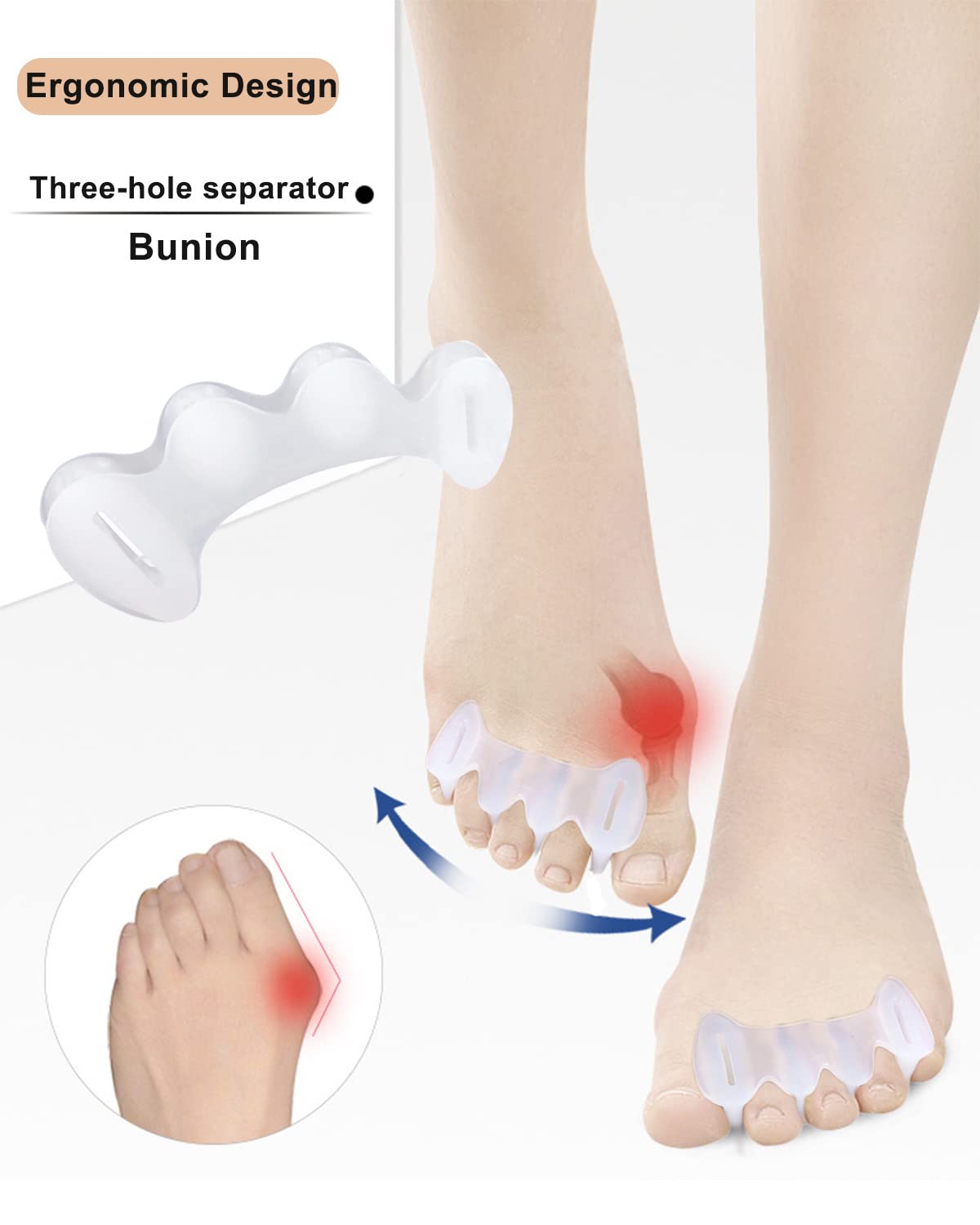 Golbylicc toe spacers ergonomic design conforms to foot structure for comfort