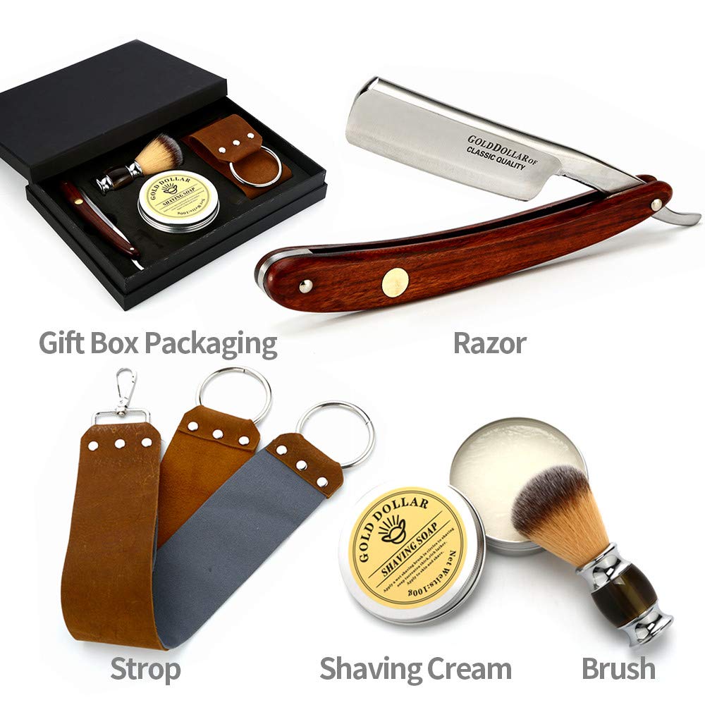 Gold Dollar brush included helps achieve even lather and prepping the skin.