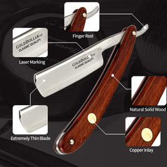 Gold Dollar packaging kit includes razor, strop, cream, brush for gifting and complete setup.