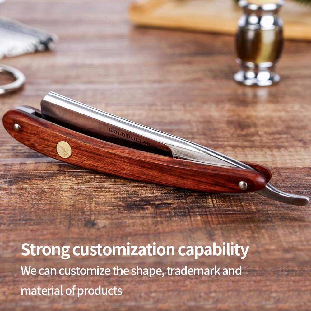 Gold Dollar vintage design razor with classic wooden handle adds style to routines.