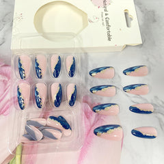 Gold Foil Blue Marble 24pcs set offers multiple sizes for custom fit.