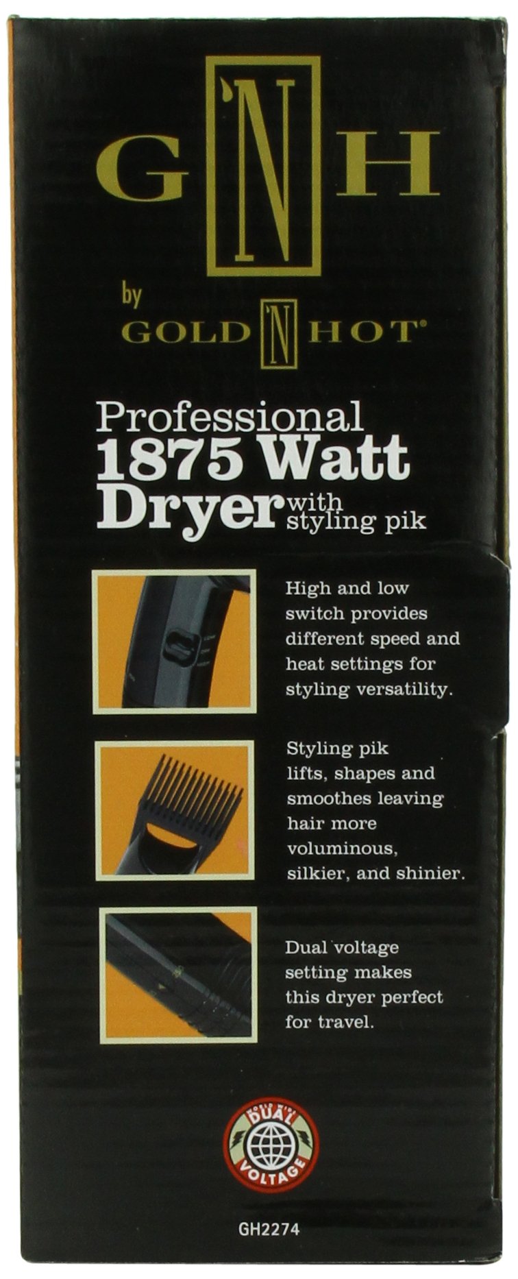 Gold N Hot GO-GH2274 styling-pik attachment aids detangling for smoother prep.