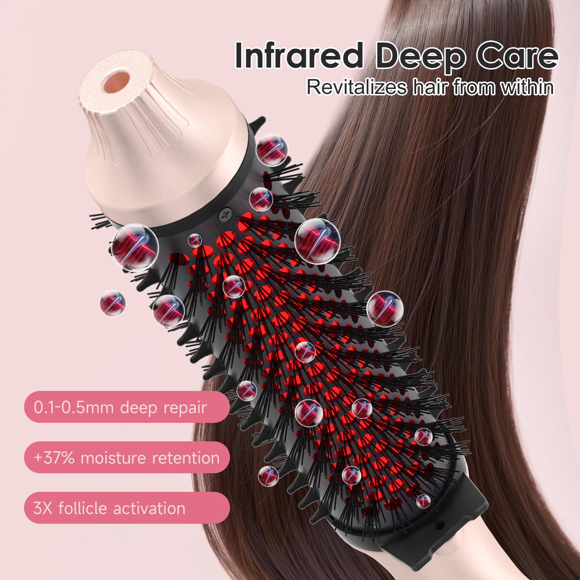 GOLD TIME infrared brush auto shut-off for safe styling.