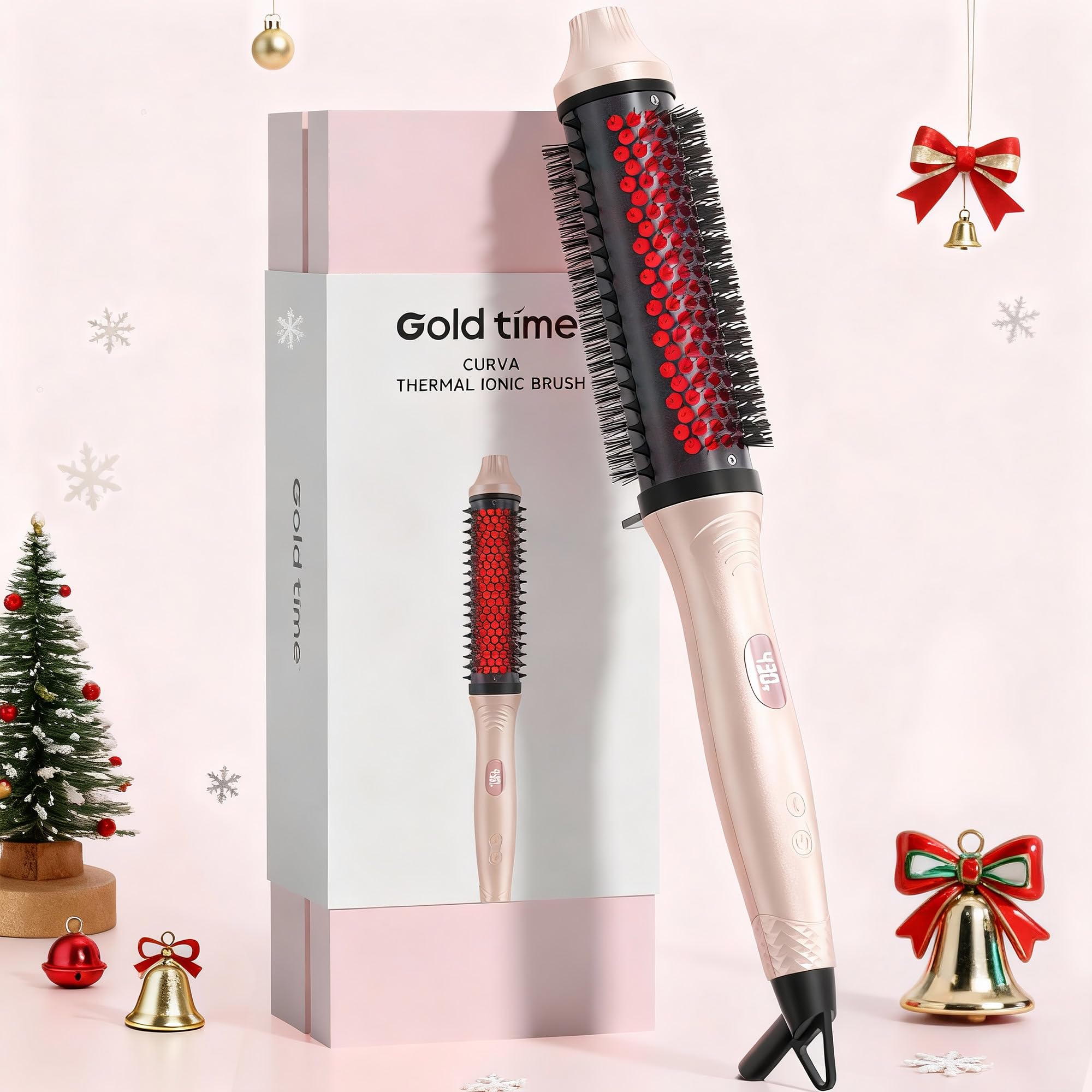 GOLD TIME infrared brush close-up showing 1.65-inch barrel for salon-style blowouts.