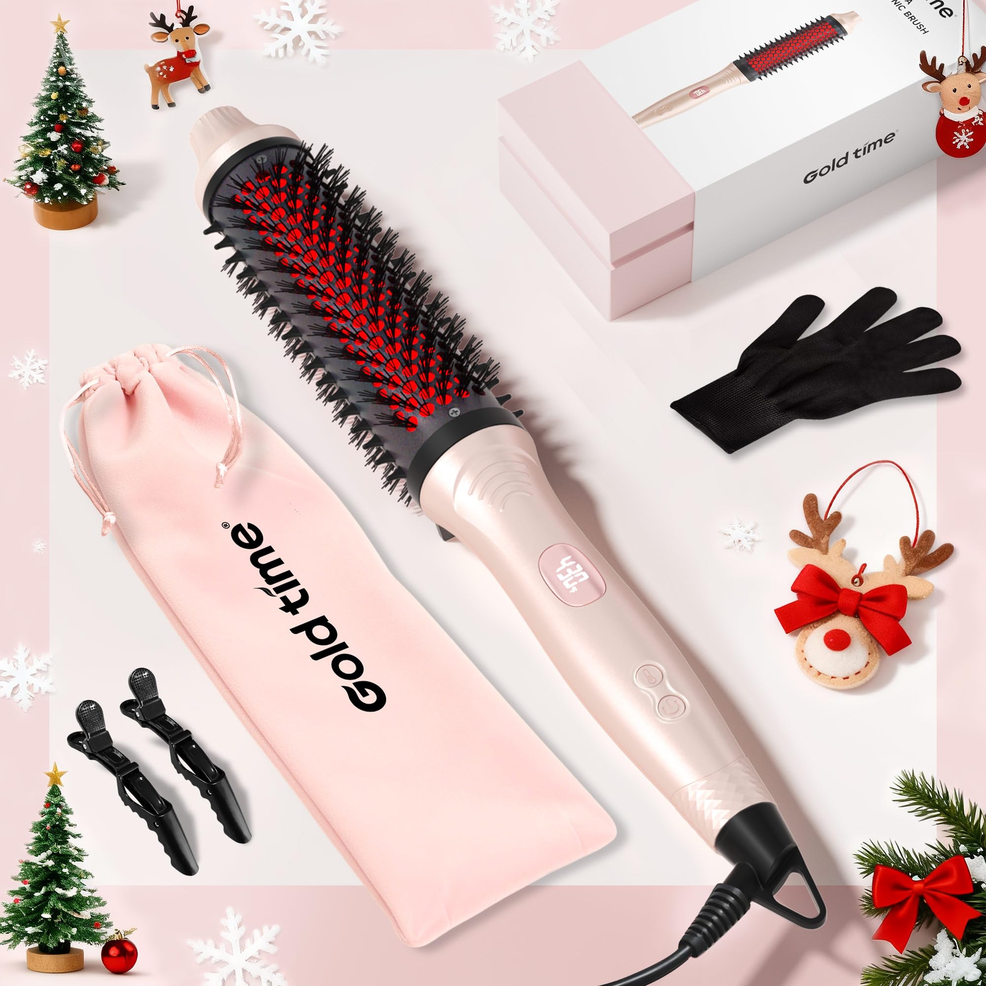 GOLD TIME infrared brush operates quietly during styling.