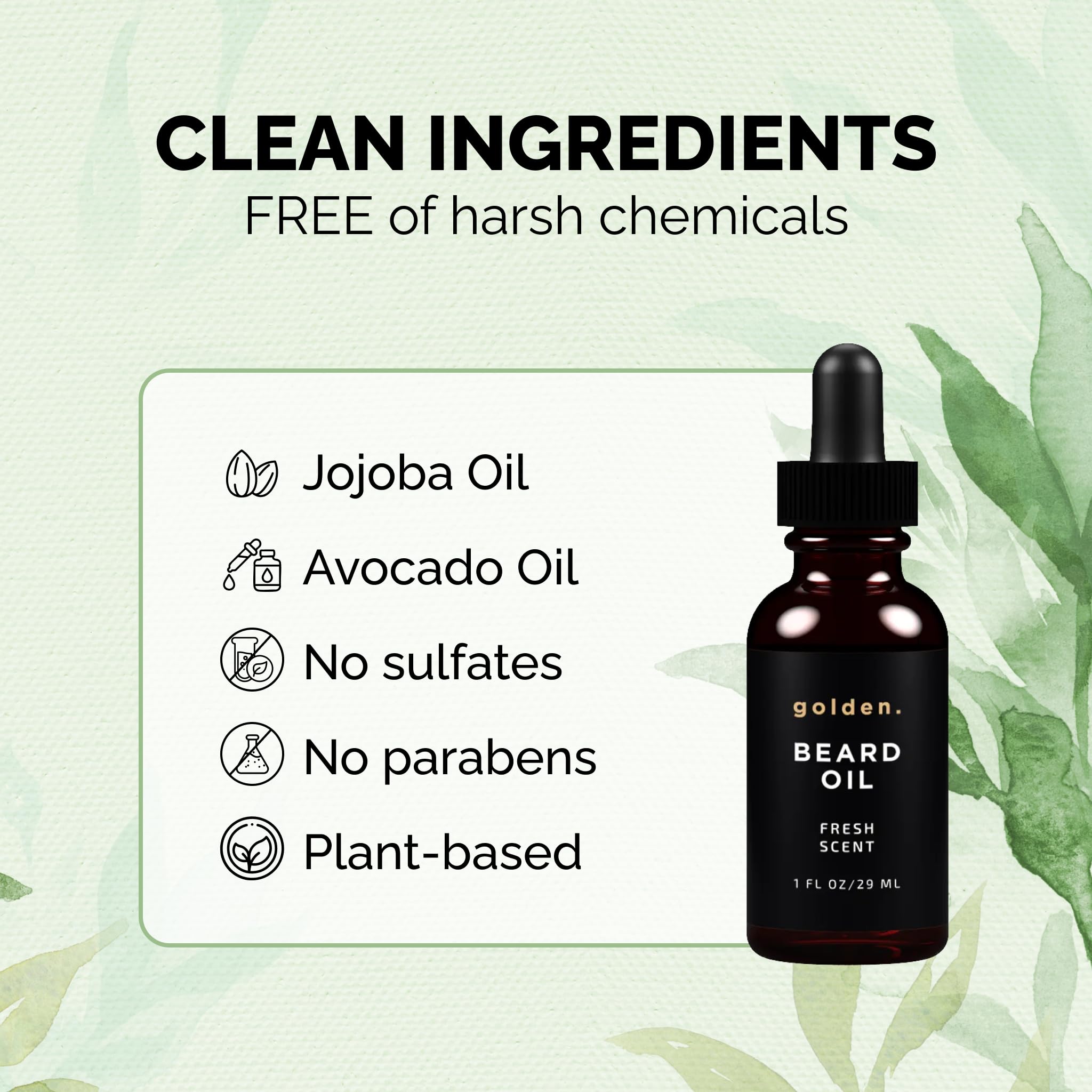 Golden Grooming Beard Oil texture closeup shows creamy castor-jojoba blend.