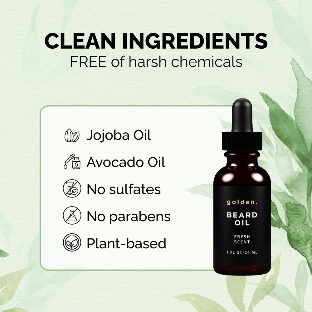 Golden Grooming Beard Oil texture closeup shows creamy castor-jojoba blend.