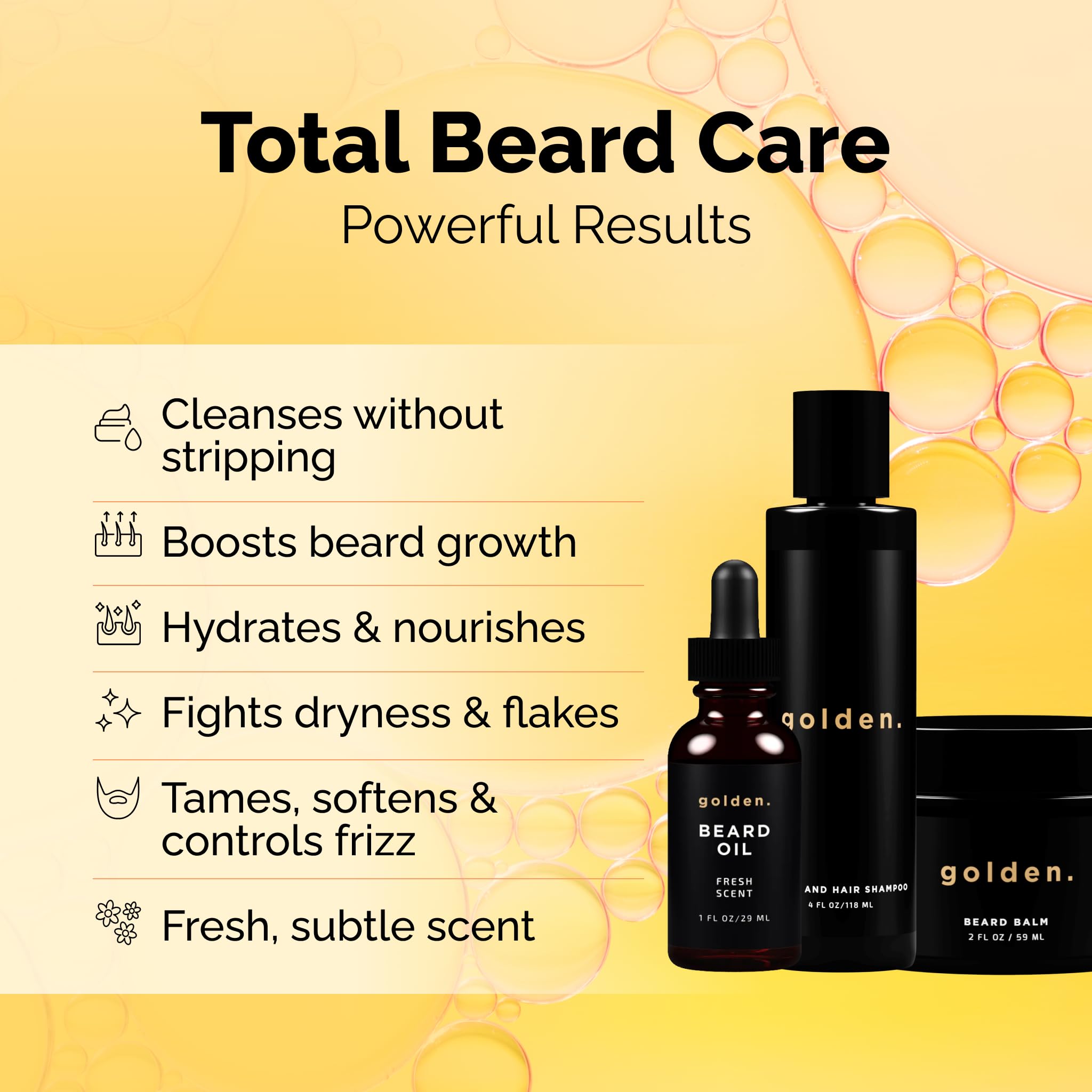 Golden Grooming Co. beard balm tube provides light hold for easy styling