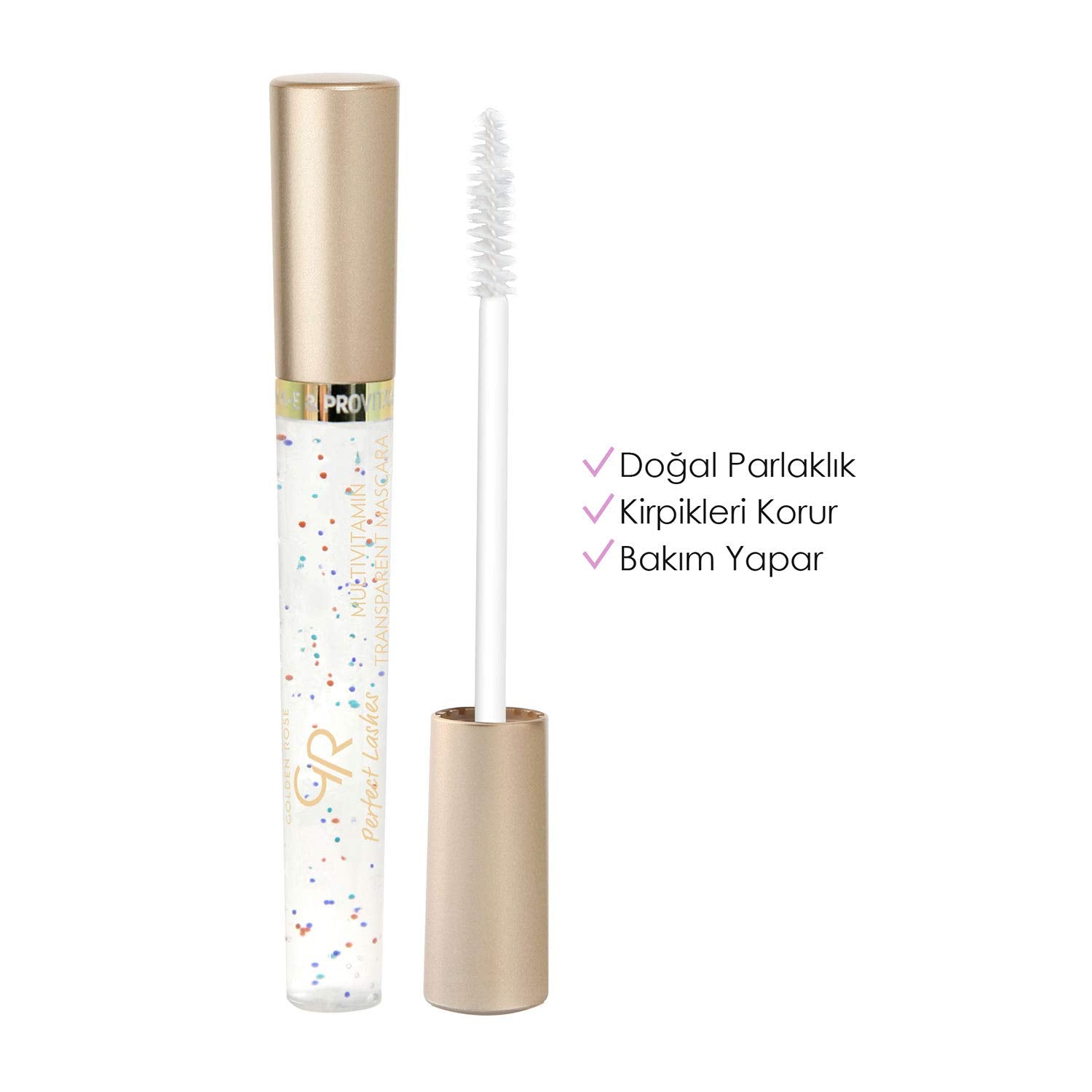 Golden Rose Perfect Lashes Mascara brush detail demonstrates smooth, even application.