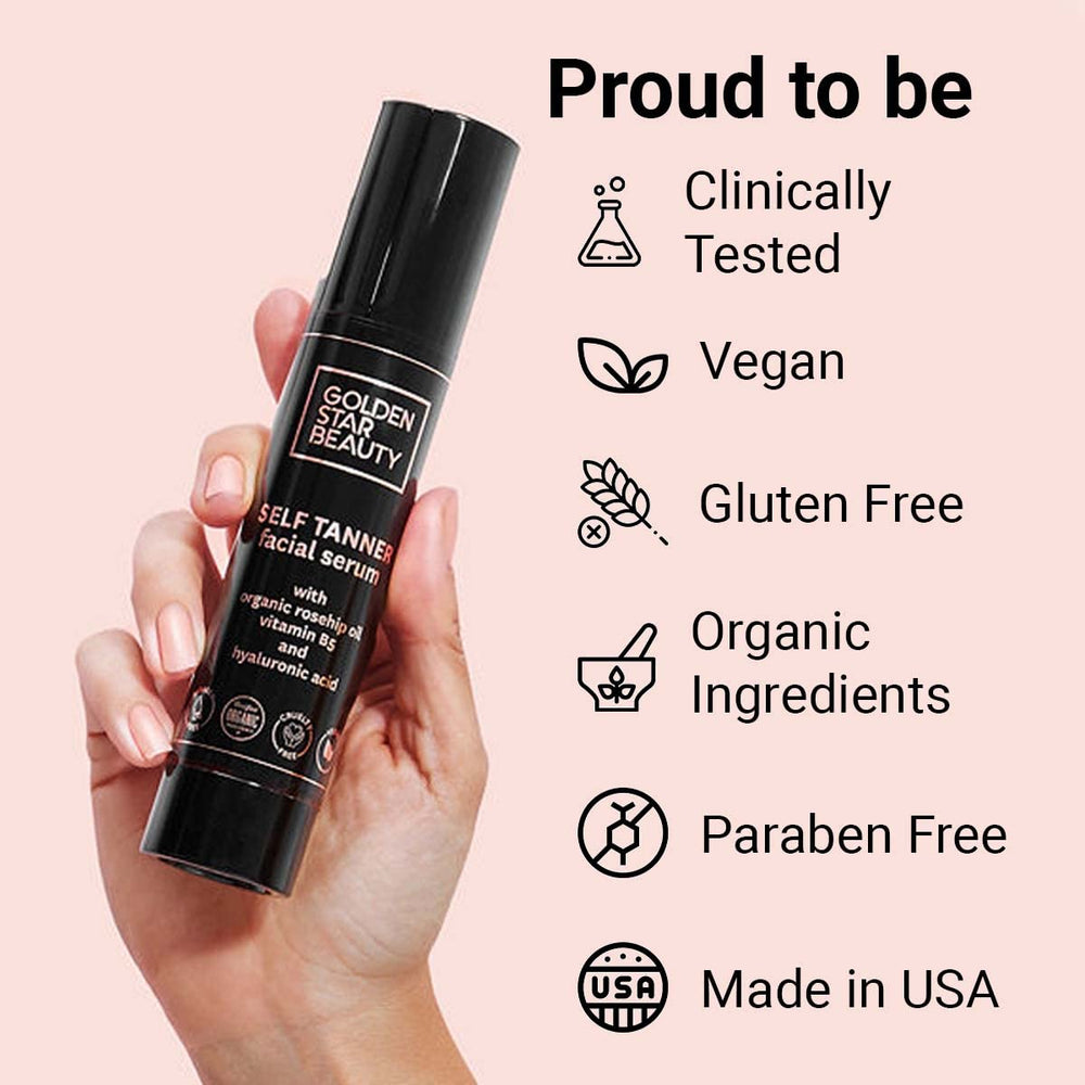 Golden Star Beauty Face Tanner glow finish without orange tint