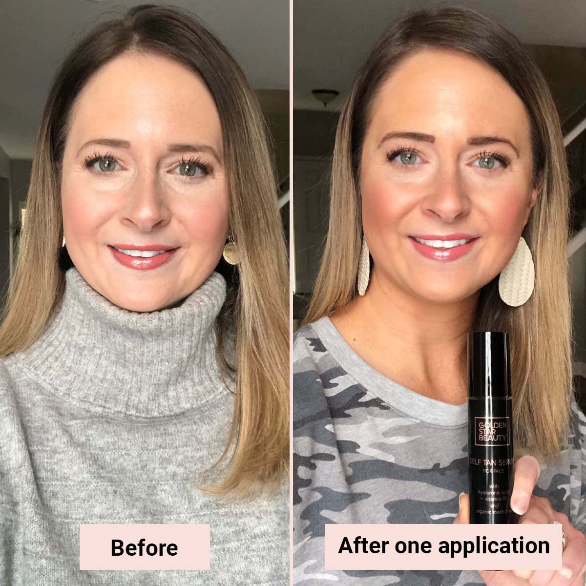 Golden Star Beauty Face Tanner ingredients including hyaluronic acid hydration