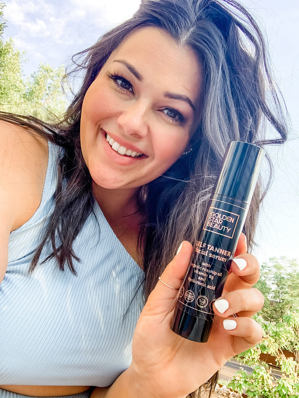 Golden Star Beauty Face Tanner texture closeup showing smooth non-greasy serum