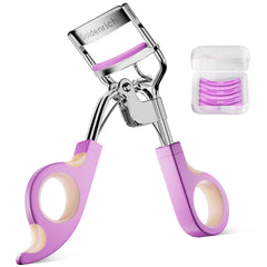 Goldenrich eyelash curler with silver-pink angle-grip for precise curl and comfort.