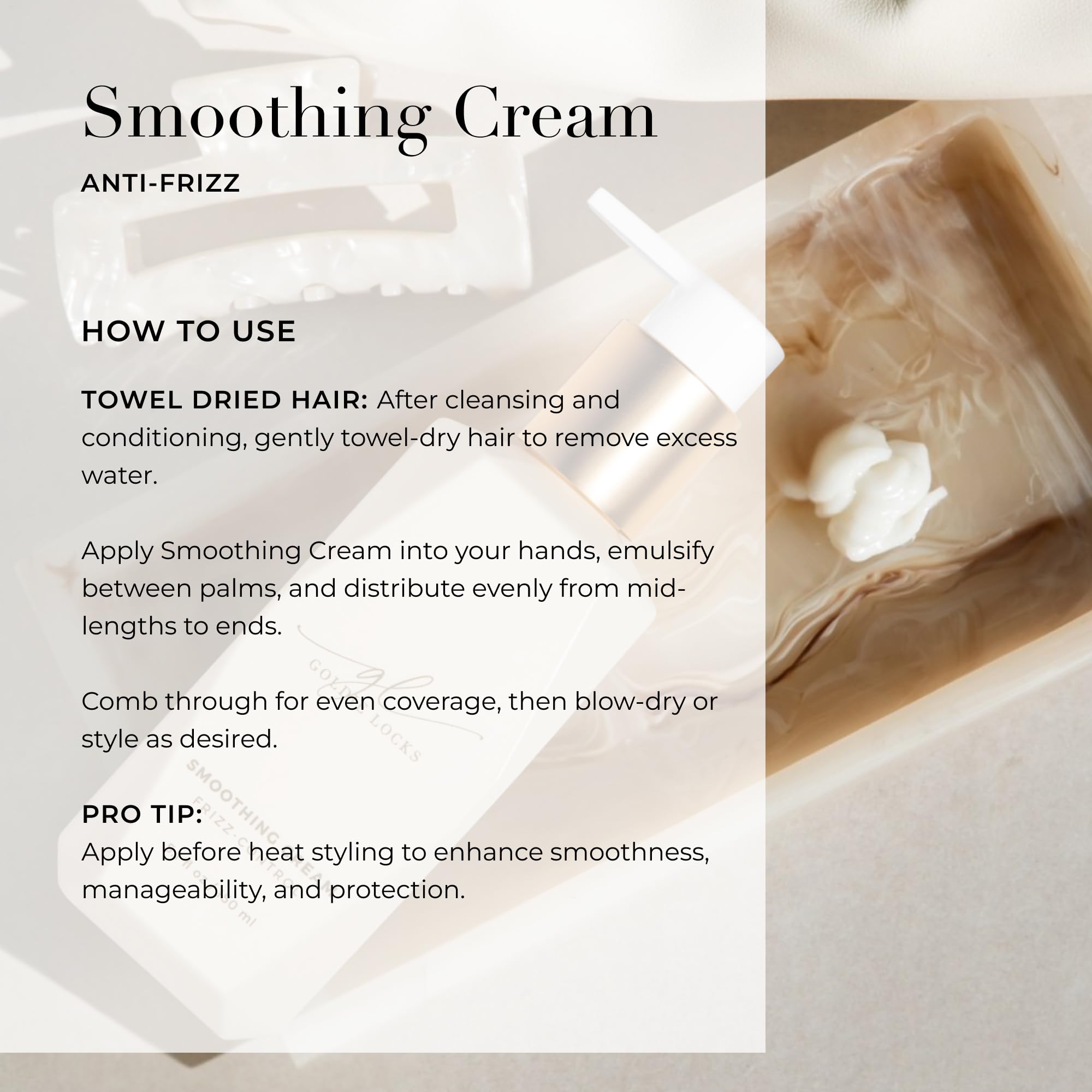 Goldie Locks Anti-Frizz Cream safe for extensions and color-treated hair