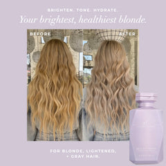 Goldie Locks Brilliant Blonde Purple Shampoo rinse leaves soft, manageable hair with a healthy-looking finish.