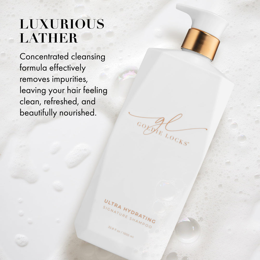 Goldie Locks Ultra Hydrating Shampoo extensions-safe use demonstrates gentle cleansing