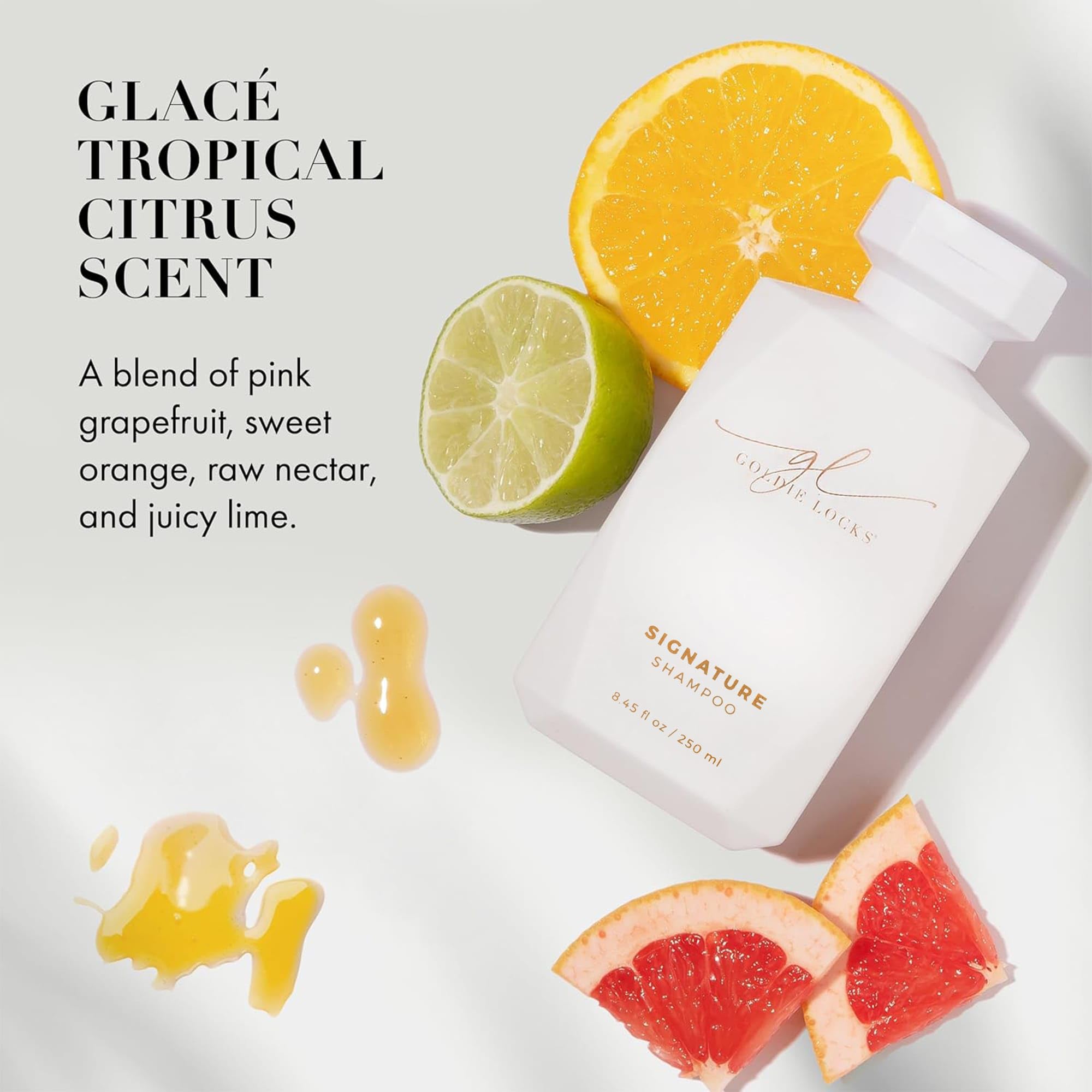 Goldie Locks bottle in use illustrating hydrating cleanse during routine.