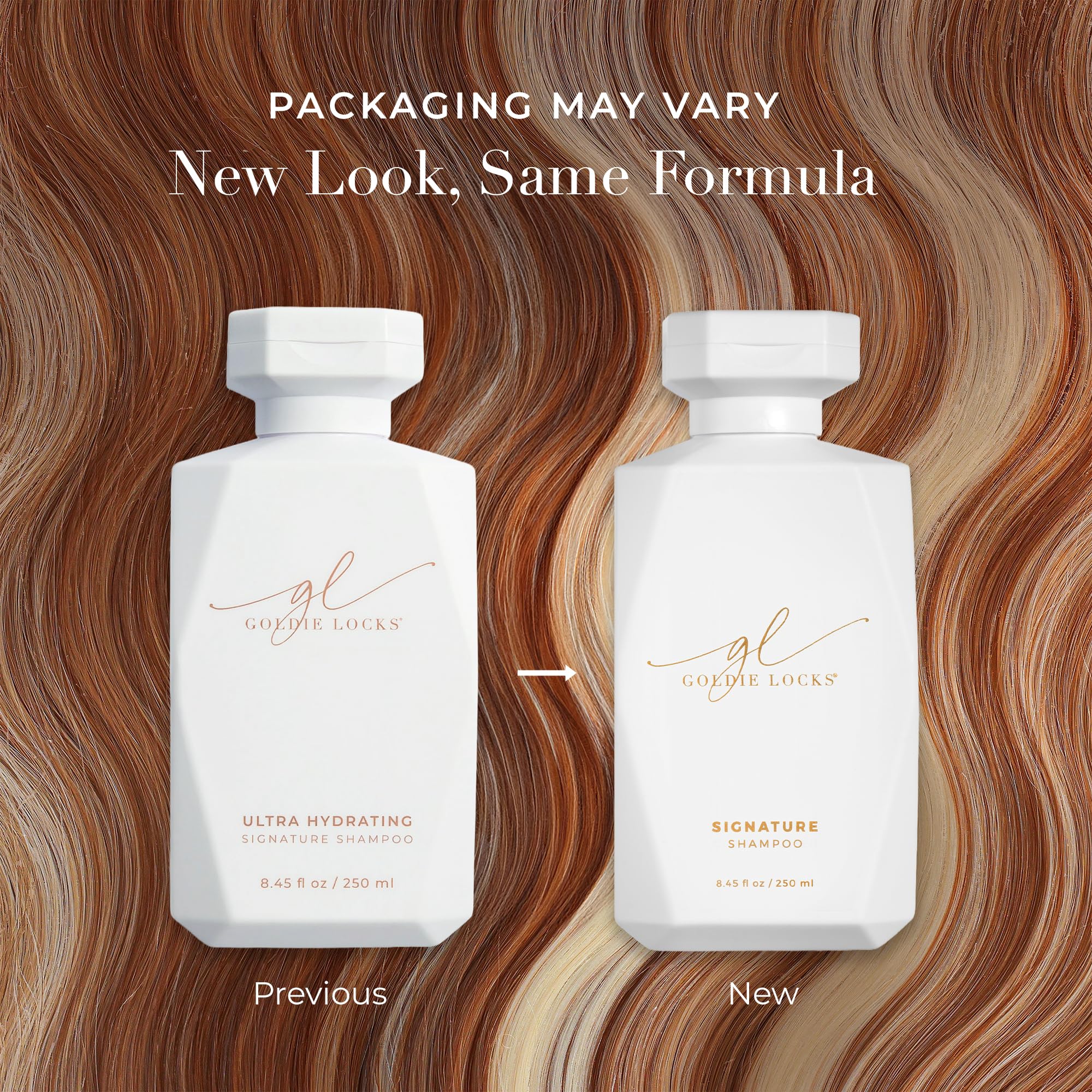 Goldie Locks Ultra Hydrating Shampoo packaging highlighting minimalist design and hydration.