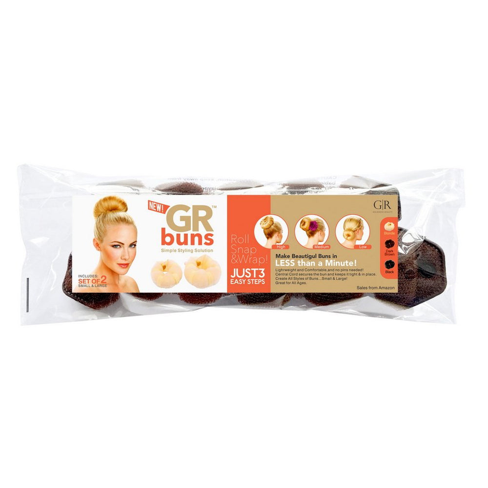 GoldRose Buns brown-color-packaged kit highlights durable, travel-friendly styling.