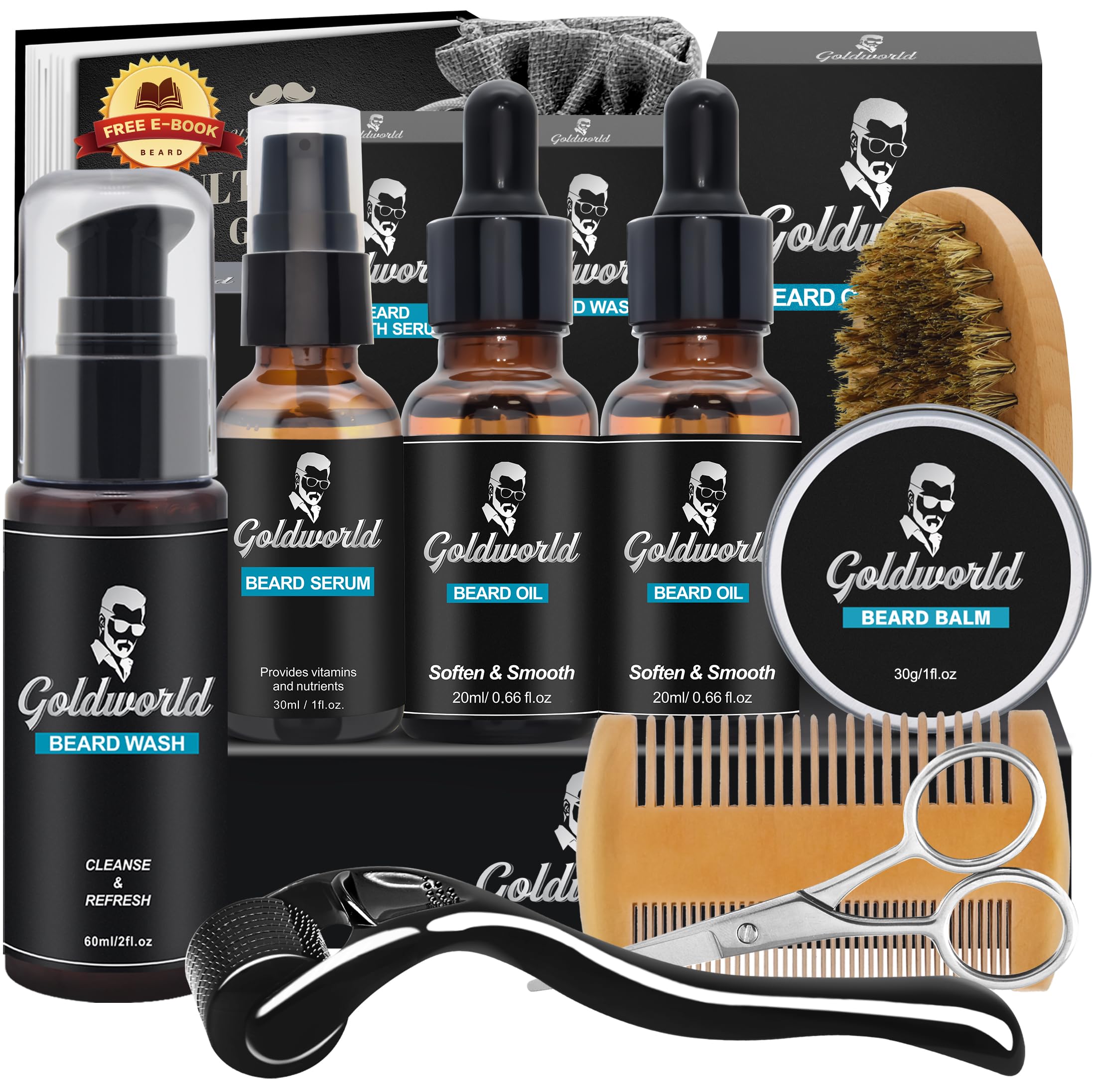 GoldWorld beard kit packaging showing complete set for gifting