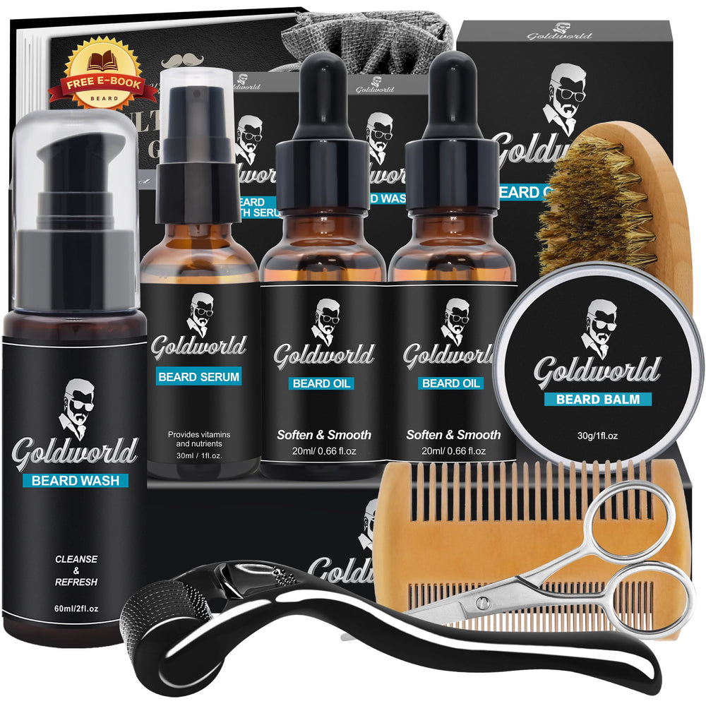 GoldWorld beard kit packaging showing complete set for gifting
