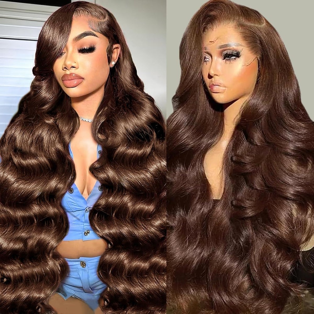 GOLFMAX 30-inch chocolate brown lace-front wig with silky virgin hair for natural movement.