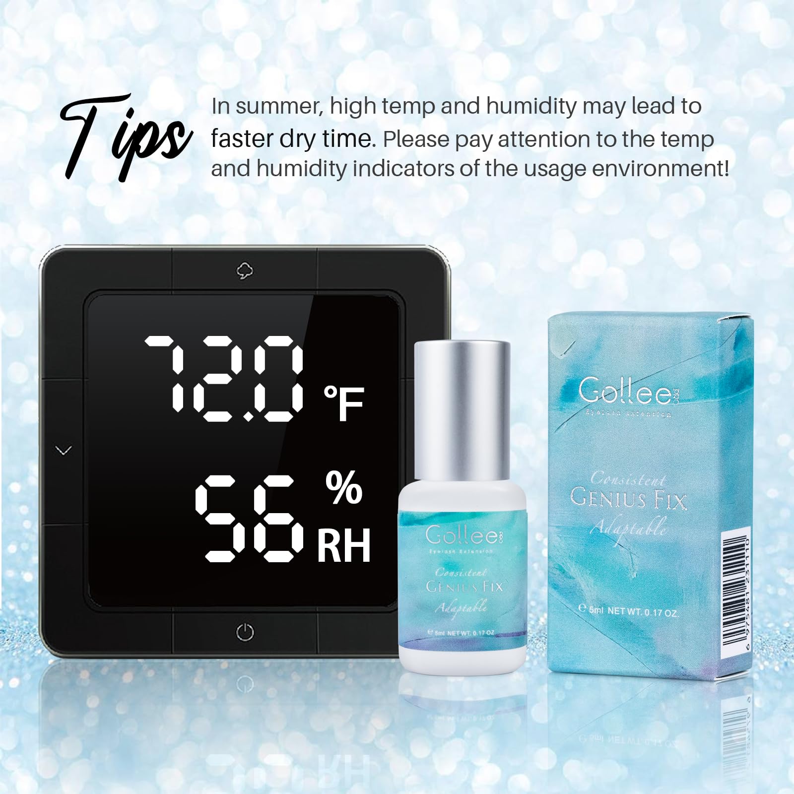 GOLLEEPRO eyelash-extension glue humidity-testing in salon conditions