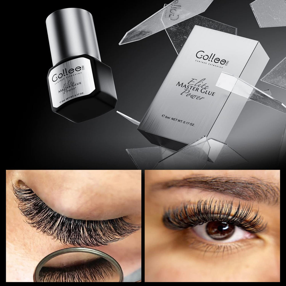 GOLLEEPRO volume-lash application in a chair-side setup with fast-drying glue.