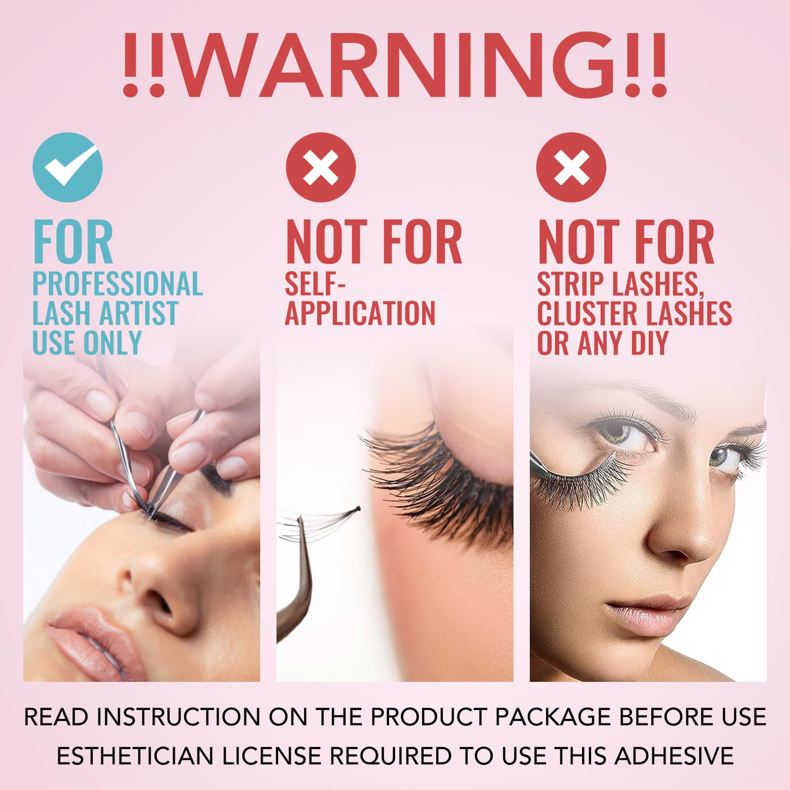 GOLLEEPRO lash extension glue applicator close-up highlighting fast-drying formula.
