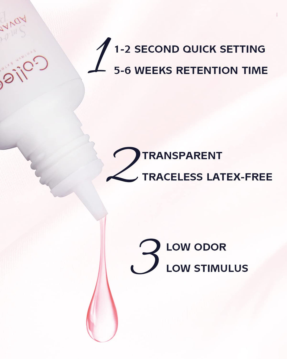 GOLLEEPRO lash glue dries in 1-2 seconds for quick lift-and-set.