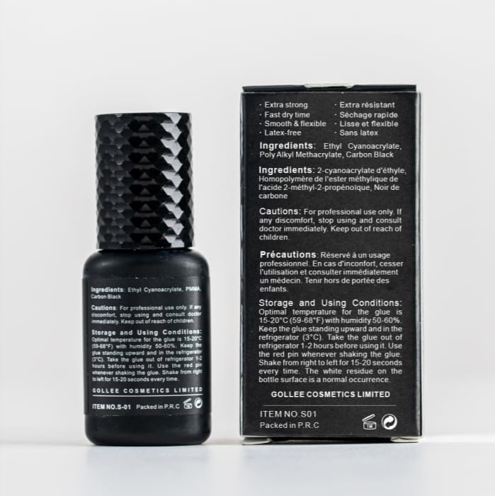 GOLLEEPRO lash-glue label highlights 6-8 weeks retention