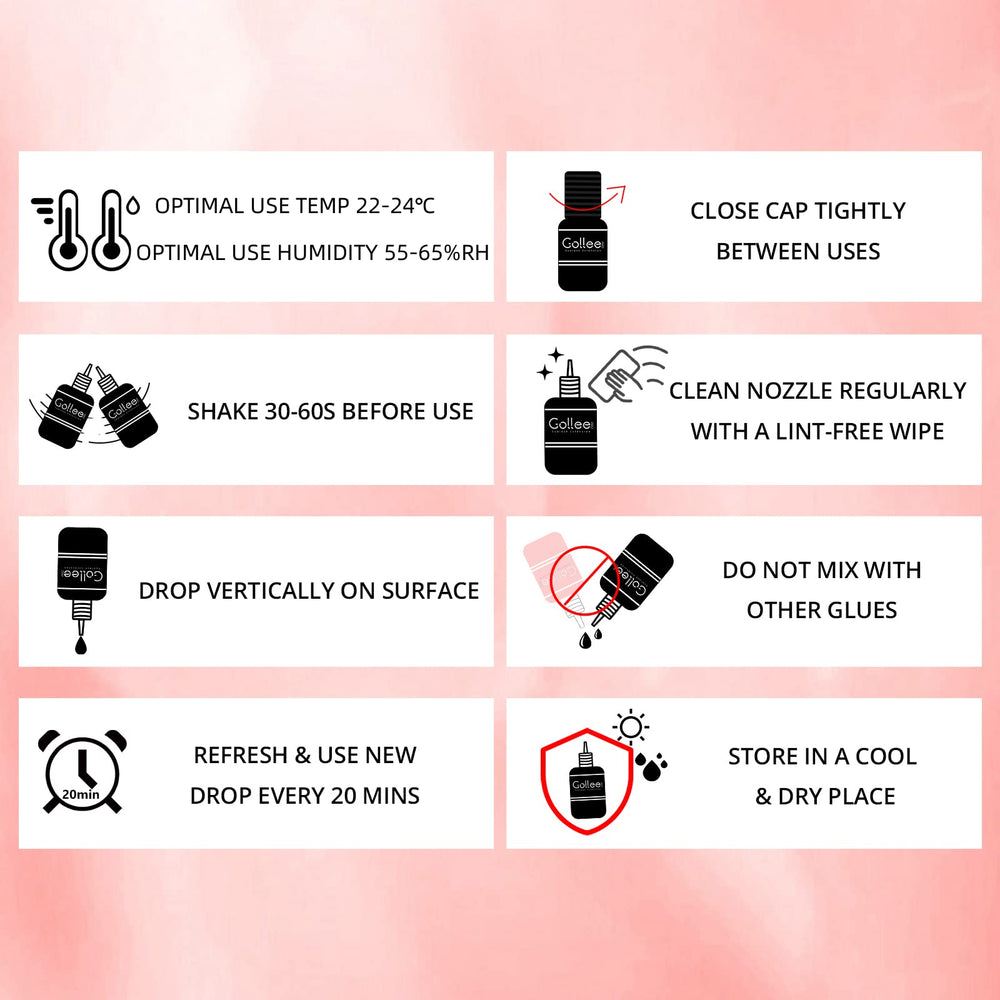 GOLLEEPRO lash glue features low odor for comfortable salon sessions.
