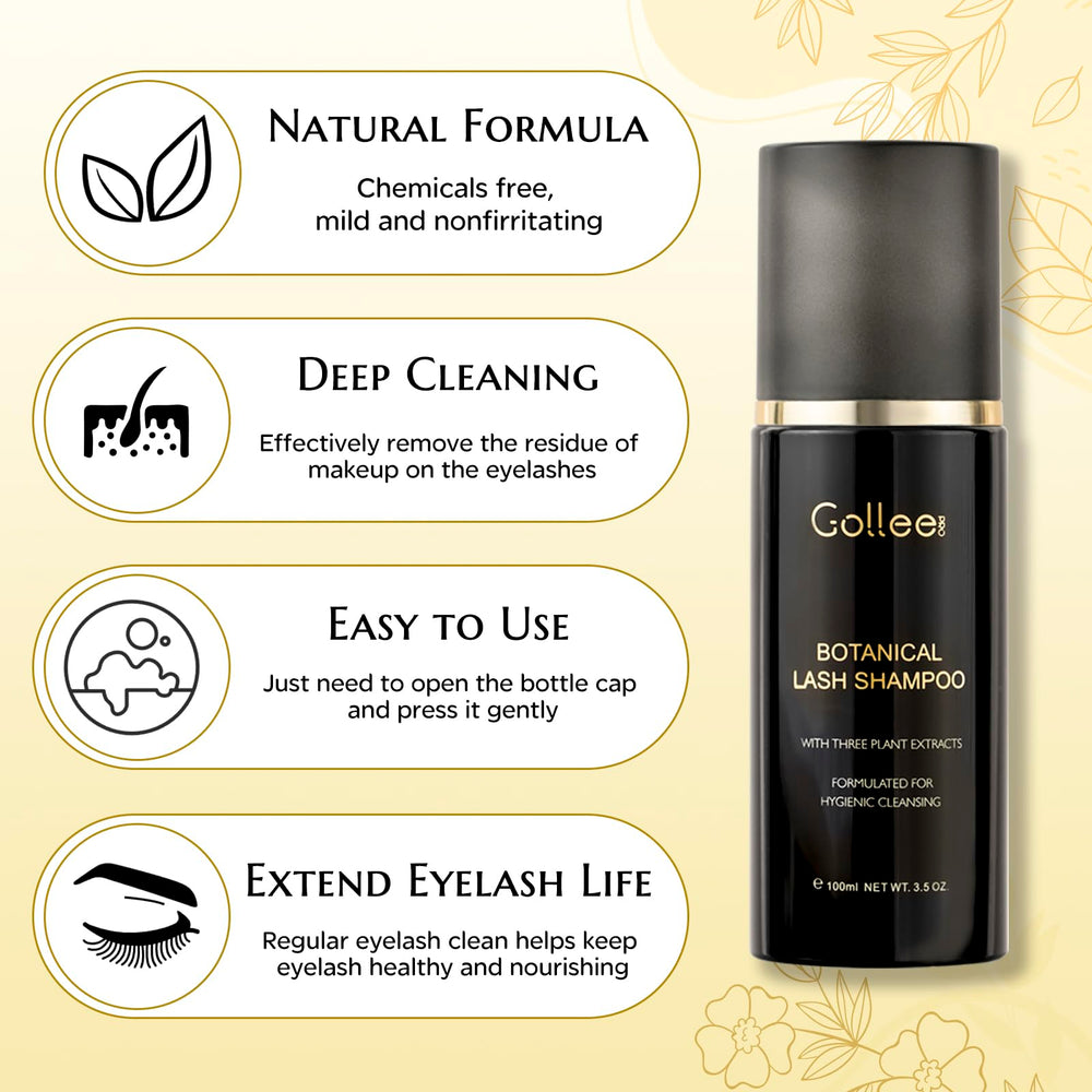 GOLLEEPRO Lash Shampoo brush-foaming close-up for deep lash cleansing