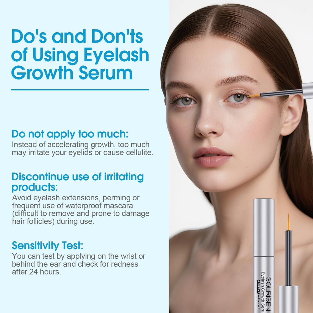 GOLRISEN applicator brushing along upper lash line before bedtime.