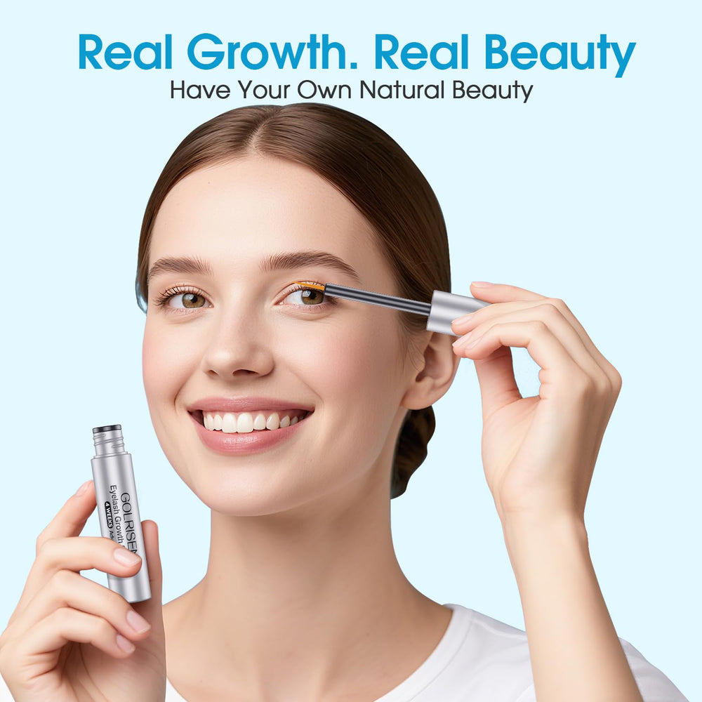 GOLRISEN nightly routine scene with serum and clock emphasizing consistency.