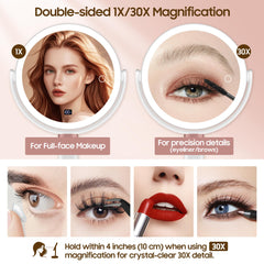 GOMIPURU makeup magnifying mirror with three color lighting modes for true-to-tone previews.