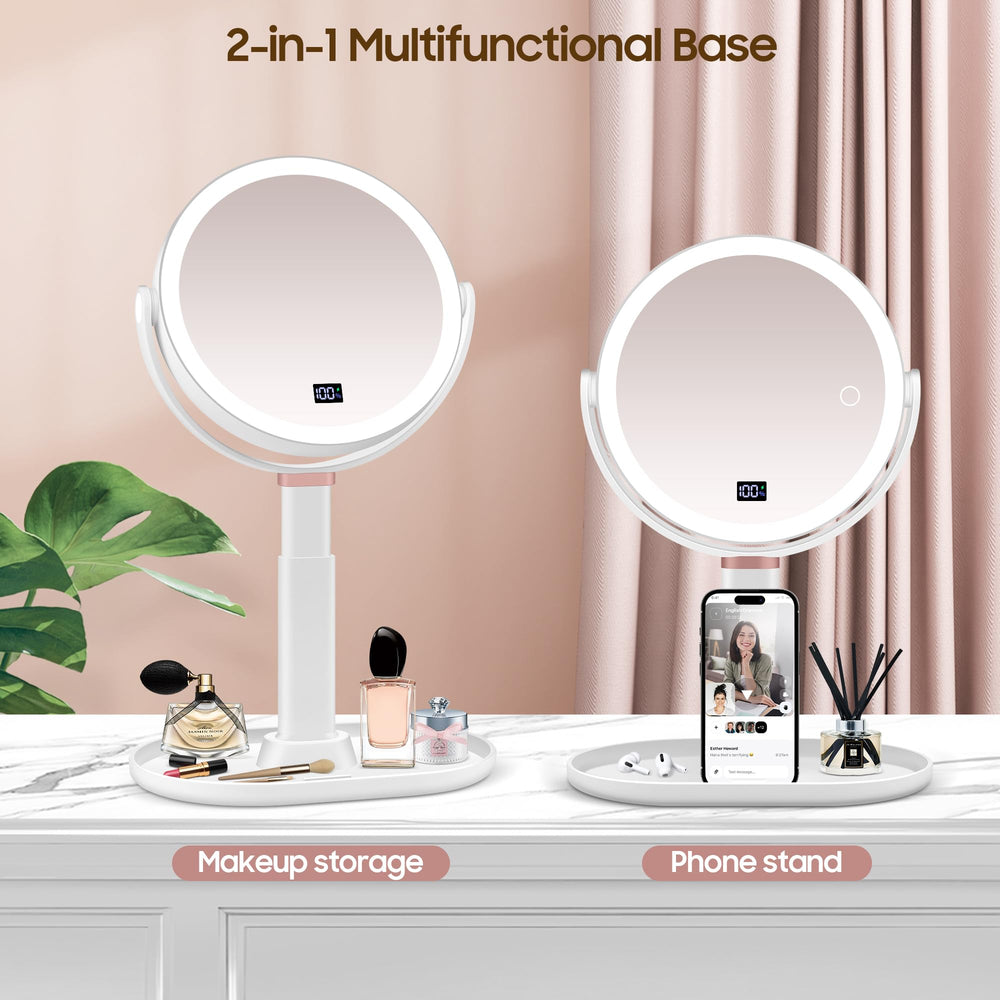 GOMIPURU lighted mirror with dual surfaces supports quick checks and detailing.