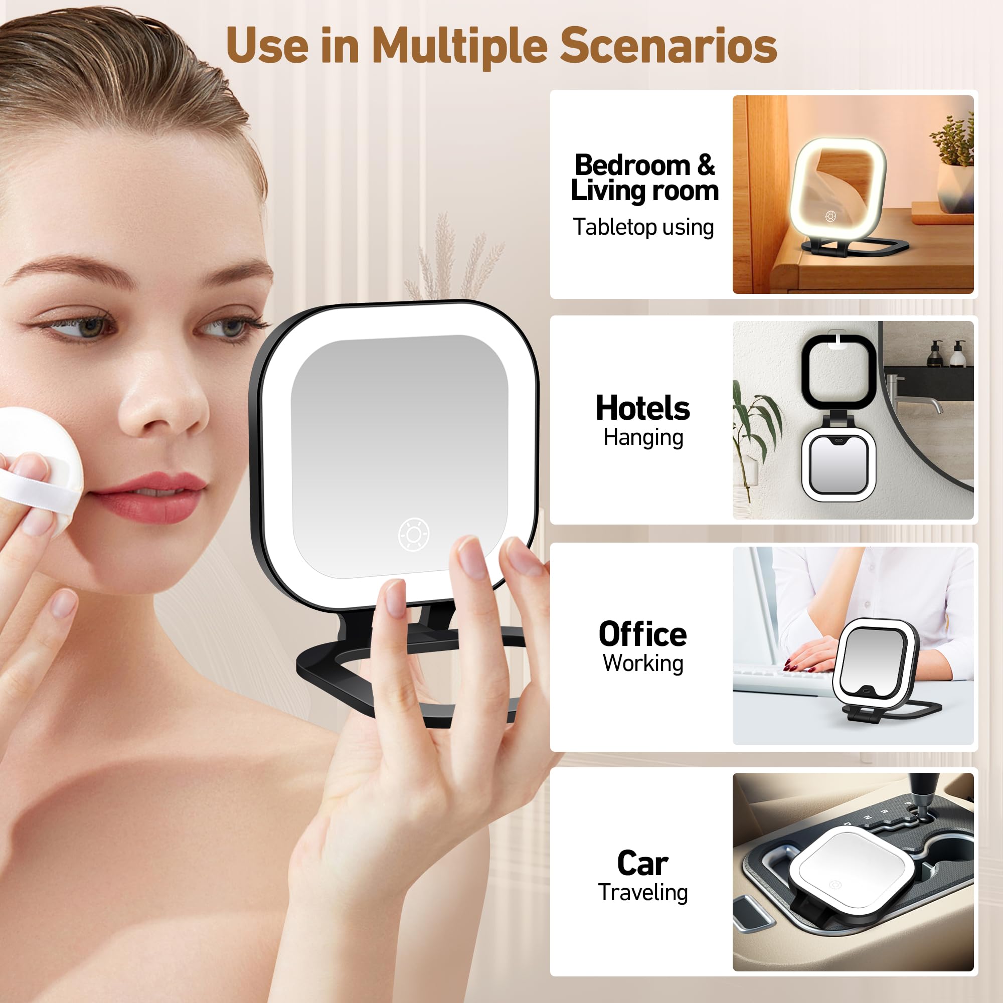 GOMIPURU travel mirror with included tweezer for quick on-the-go grooming.